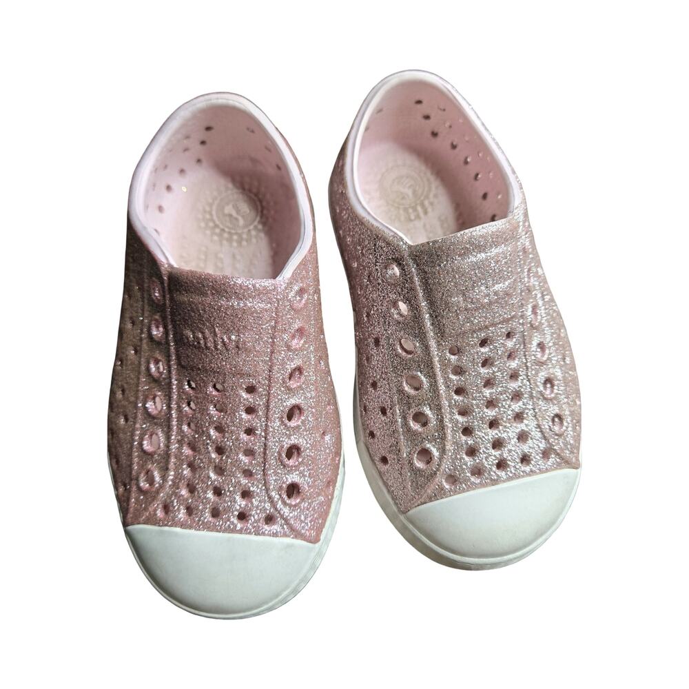 Native Pink Glitter Slip-On Shoes Size: 6